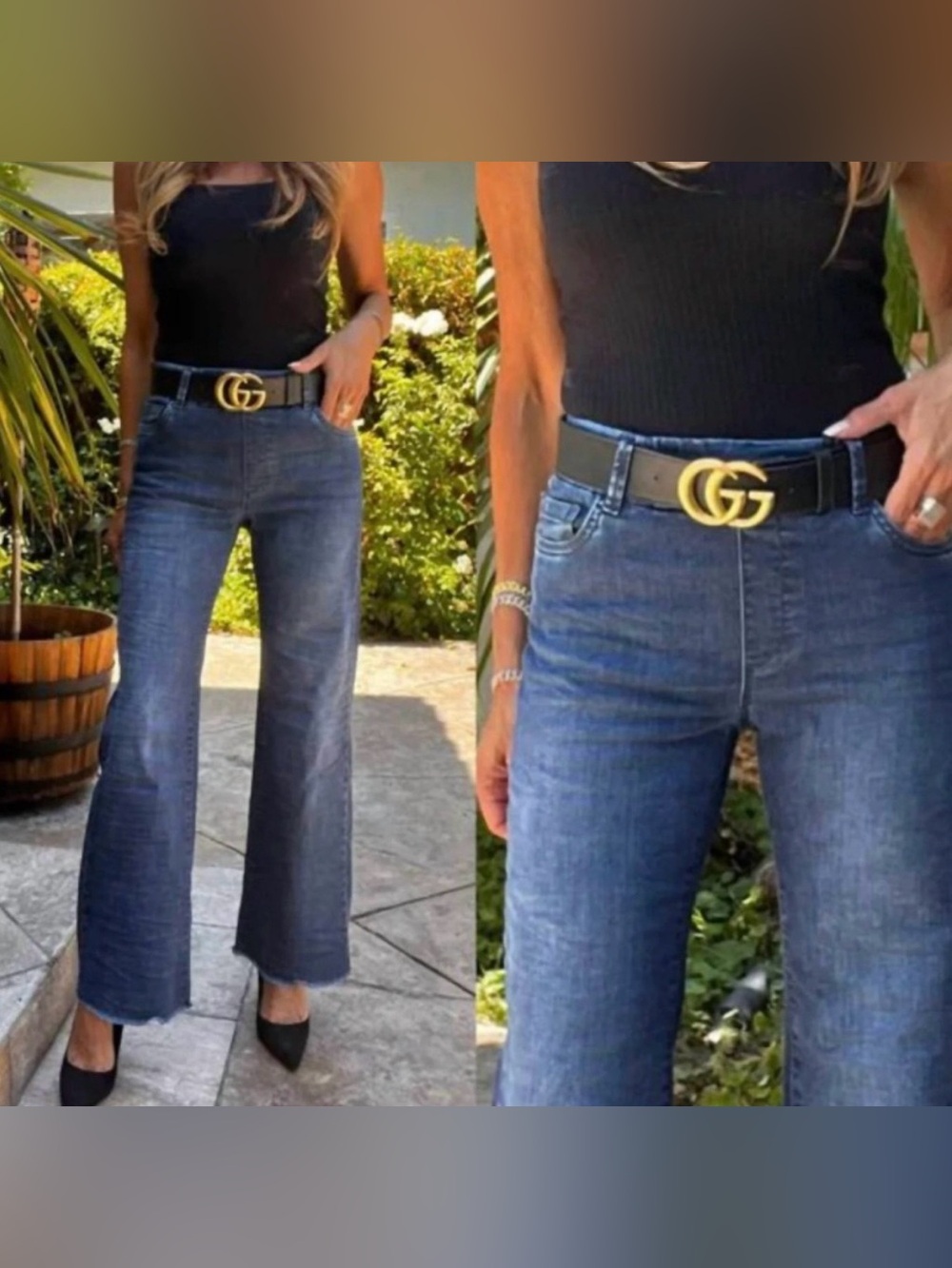 BEVY FLOG Amanda Dark Blue Flare, Wide Leg Pull On Jeans, Size 24